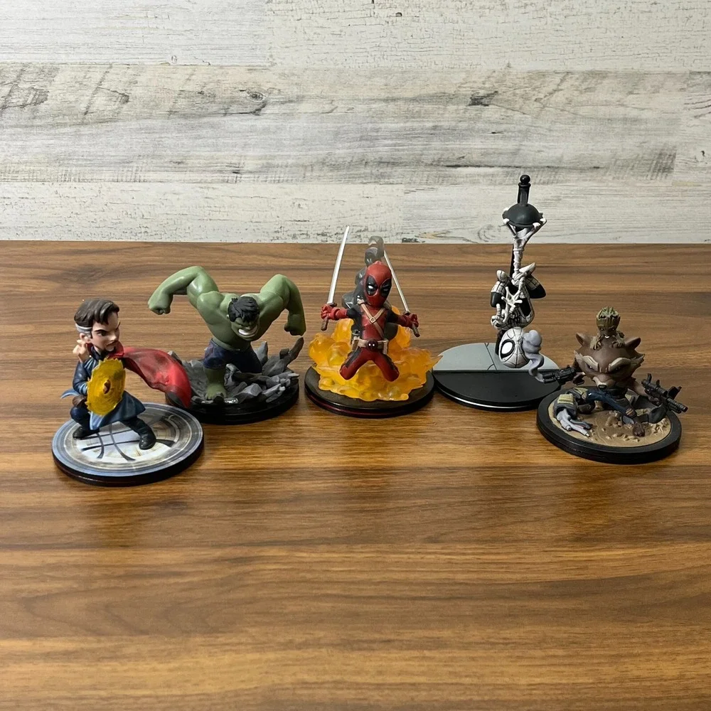 Marvel Q Fig Spider-Man Hulk‎ Deadpool Dr Strange Rocket Racoon and Groot